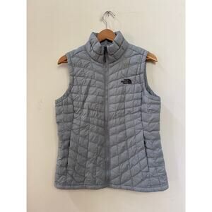 The North Face Quilted Puffer Vest Women's Med Gray Thermoball Jacket Full Zip